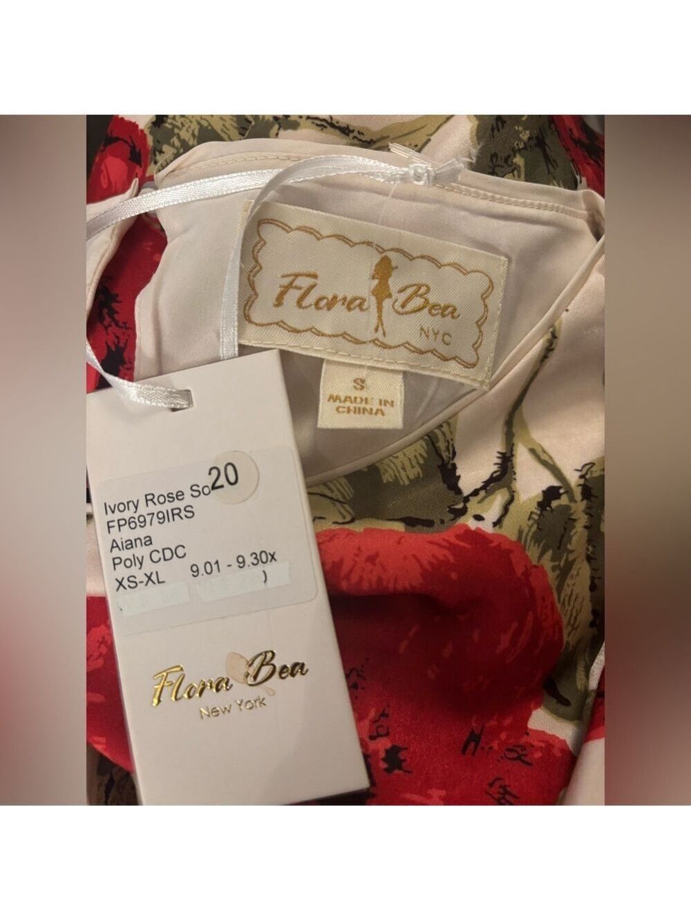 Flora Bea NYC - Boutique Ivory Rose Floral Print Dress - Picture 4 of 4